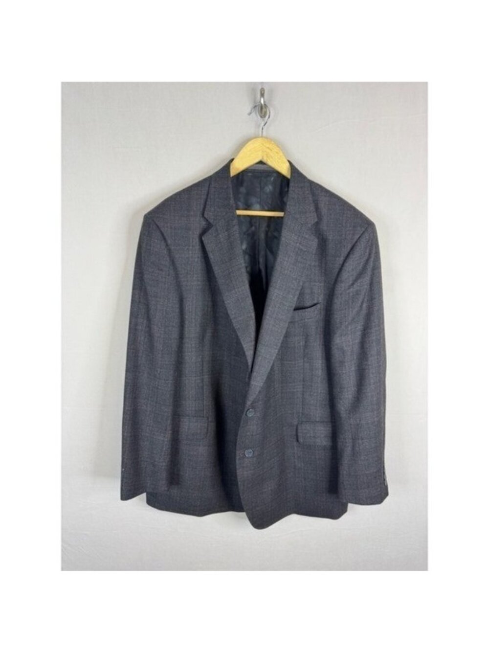 Austin Reed Executive Mens Grey Glen Plaid 100% Wool Blazer Sport Coat 48R